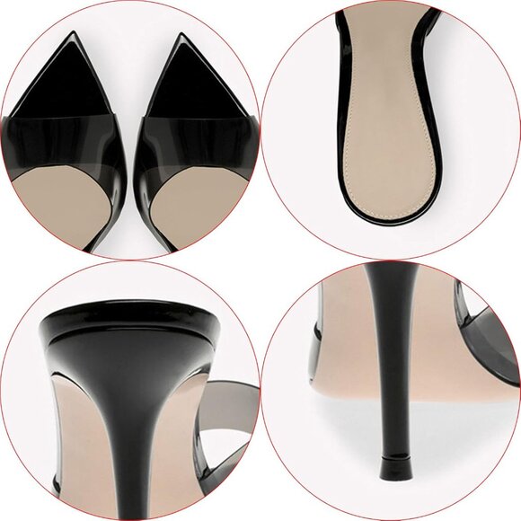 Women's Green Clear Slingback Stiletto Heels Sexy Dress Sandals Shoes Party - Picture 3 of 7